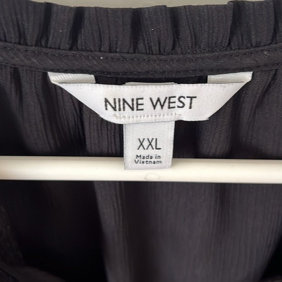 Nine West Tie Front Top Blouse Flutter Sleeve Black Size XXL - Picture 3 of 7